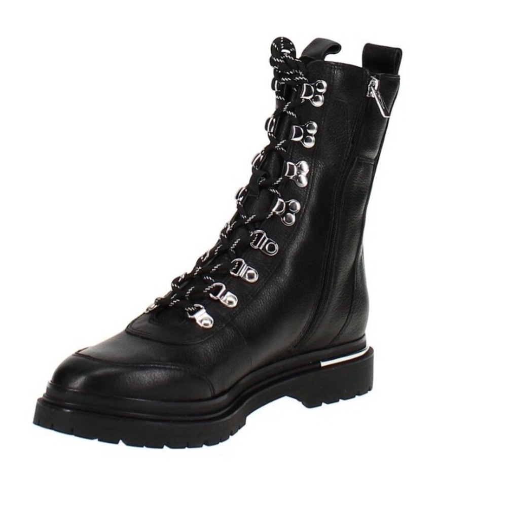 Via Spiga Women's Black Leather Mid-Calf Tavvi Hiker Boots New Size 8.5M